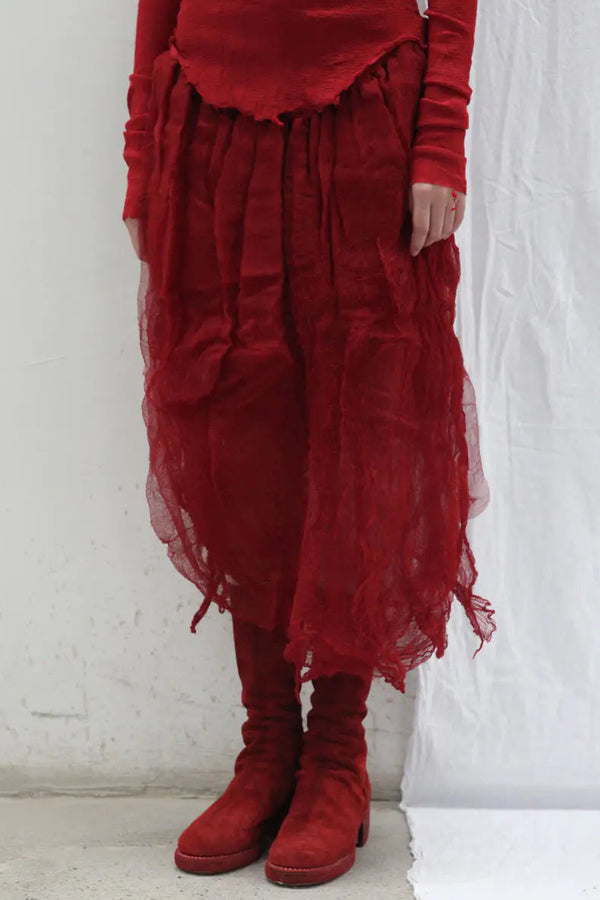 Marc Le Bihan Silk Skirt Six-layer Gauze 25930 Series French Hand-dyed MLB-25930-HONG Red